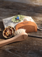 Mystic Therapy 2-Piece Set | 100% Natural Goat Hair Soft Face/Hair Care Brush + Cherry Wood Comb Mystic Therapy 2-Piece Set | 100% Natural Goat Hair Soft Face/Hair Care Brush + Cherry Wood Comb