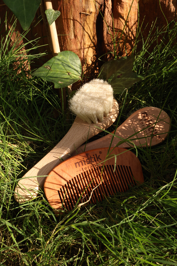 Mystic Therapy 2-Piece Set | 100% Natural Goat Hair Soft Face/Hair Care Brush + Cherry Wood Comb Mystic Therapy 2-Piece Set | 100% Natural Goat Hair Soft Face/Hair Care Brush + Cherry Wood Comb